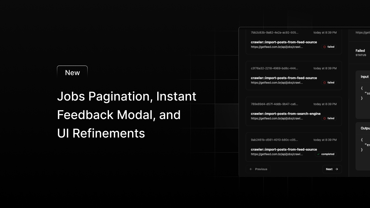 Introducing Enhanced Jobs Pagination, Instant Feedback Modal, and UI Refinements